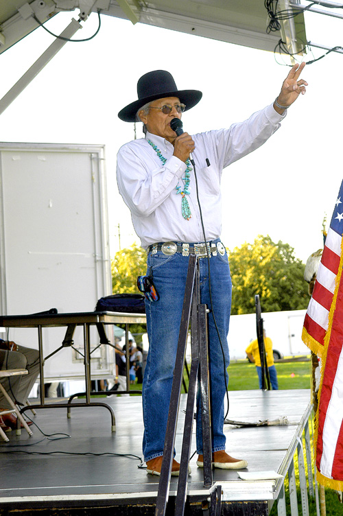 Harry James, Director of West Valley Pow Wow,       Recipient of the Governor of Utah's Humanitarian Award<br />For Contributions to Native Americans<br /> Salt Lake City, Utah, 2006, © Mickey Cox 2006