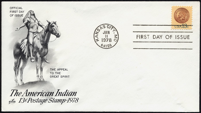 American Indian 13 Cent Postage, FDC, 1978